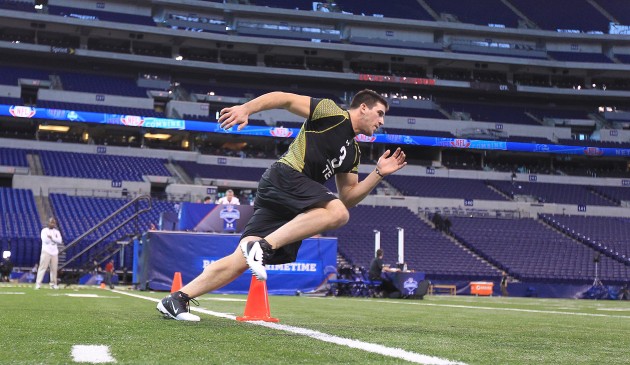 Pro Agility Drill Warm Up for Football Players at the NFL Combine