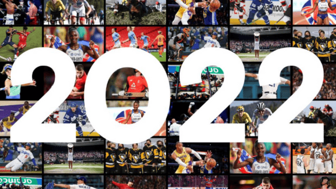 collage of sports images from the year 2022 to reflect